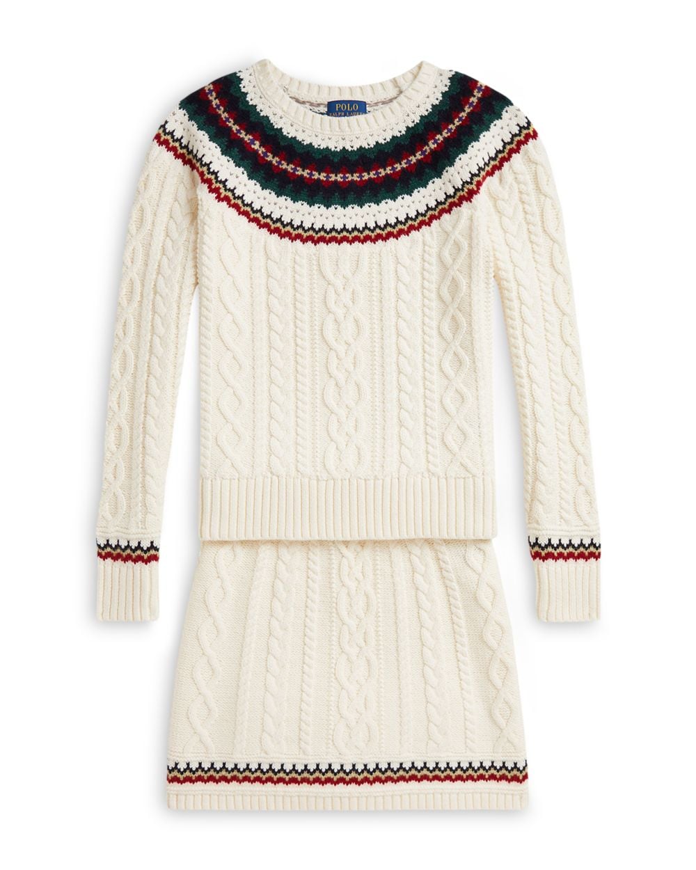 Polo Ralph Lauren Girls' Fair Isle Cotton Sweater & Skirt - Big Kid – image 3 of 5 Polo Ralph Lauren Girls' Fair Isle Cotton Sweater & Skirt - Big Kid – image 3 of 5