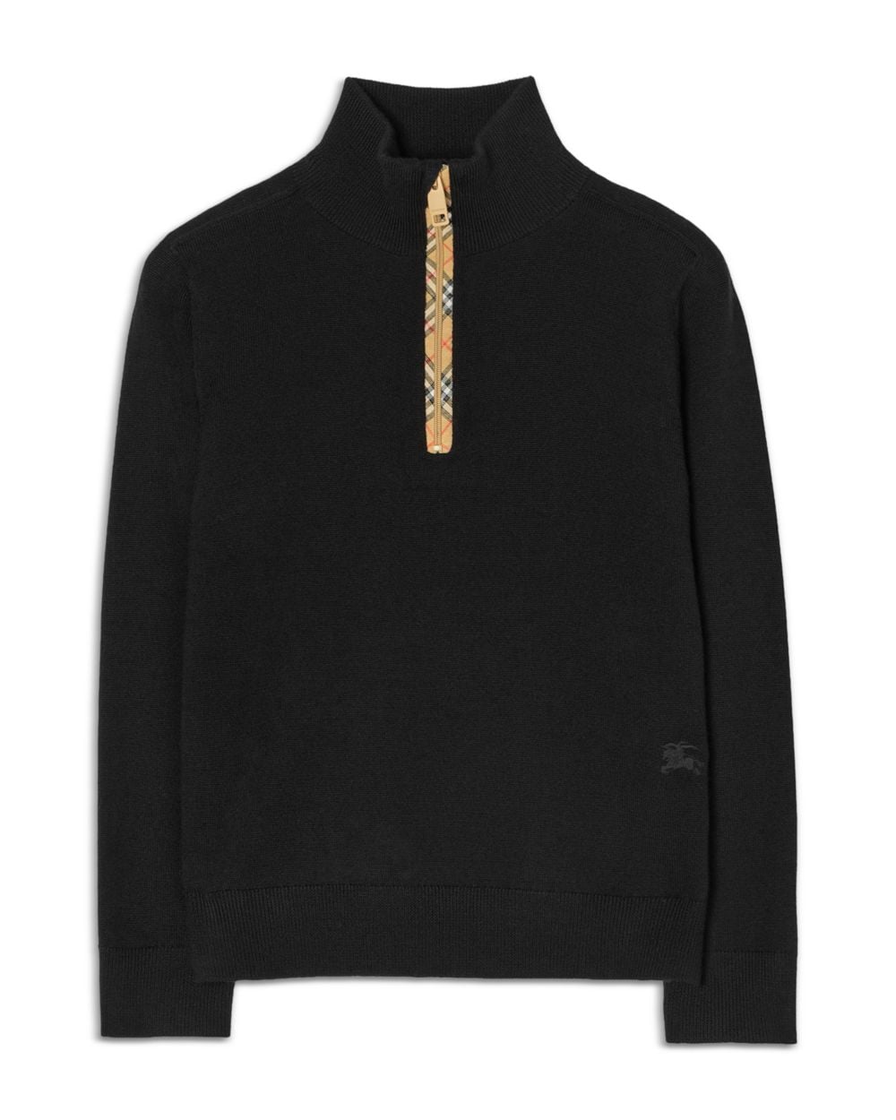 Burberry Boys' Conory Check Trim Wool Half-Zip Sweater Burberry Boys' Conory Check Trim Wool Half-Zip Sweater