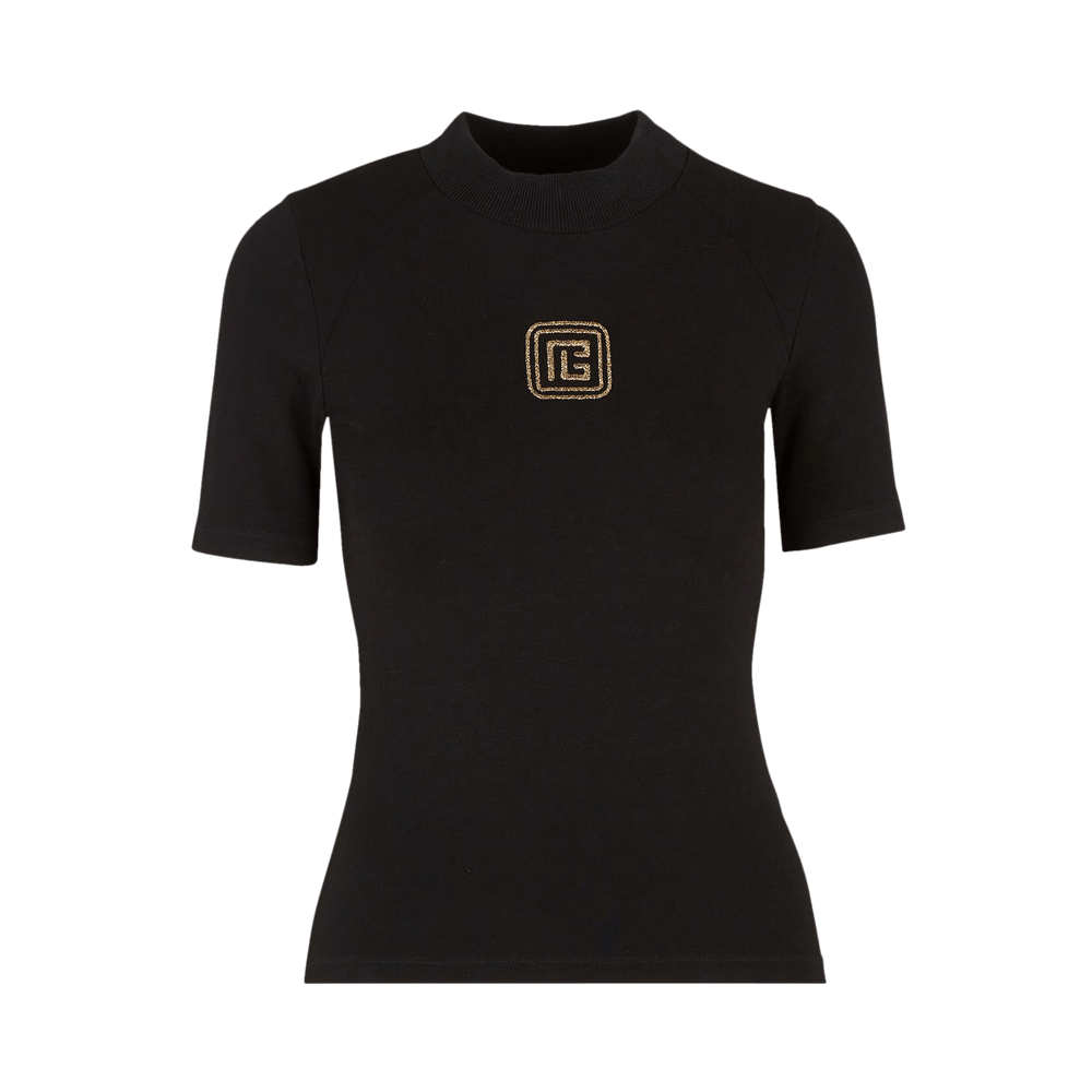 Balmain Raglan Retro PB T-Shirt Noir/Or