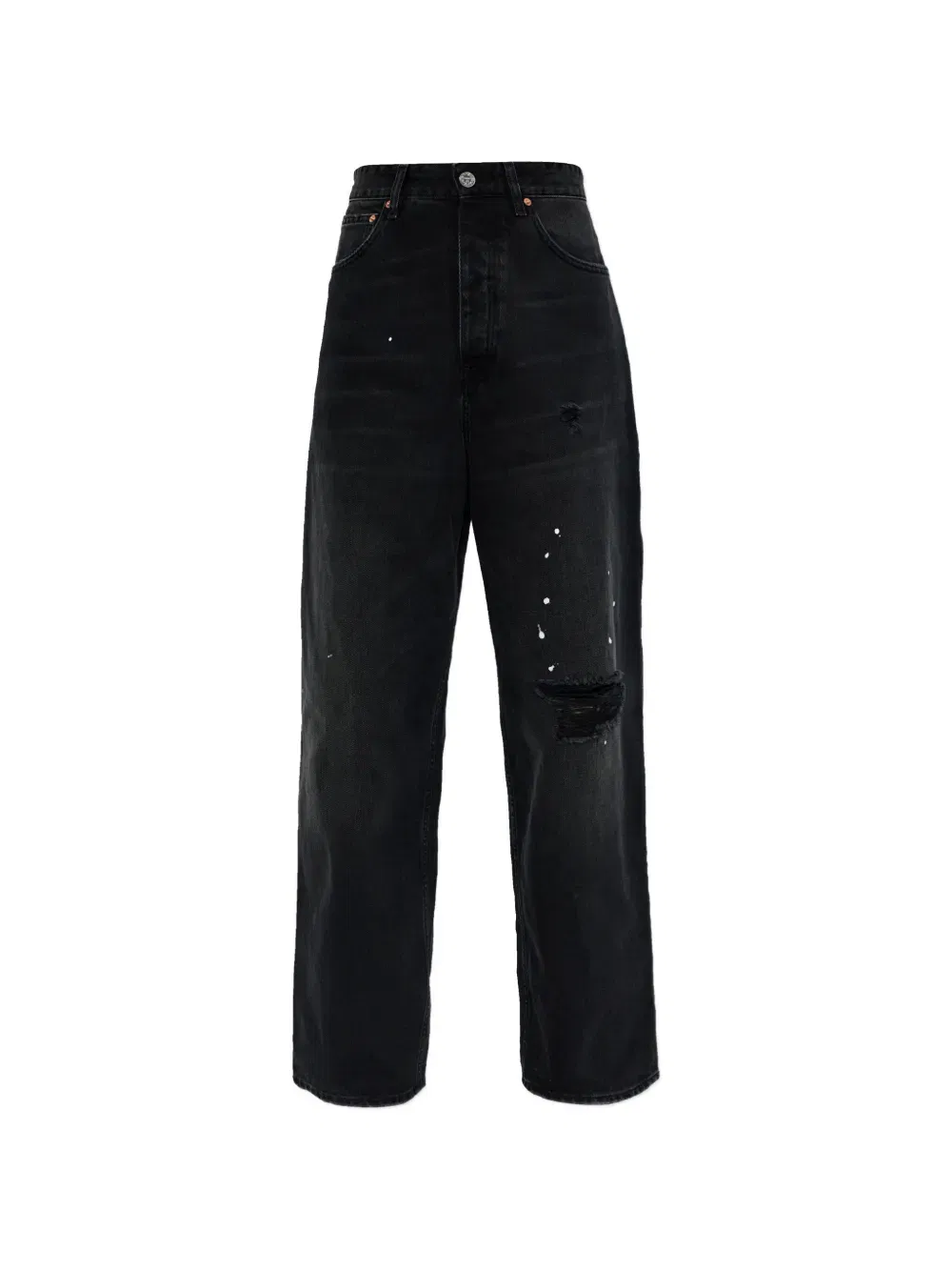 distressed splatter jeans