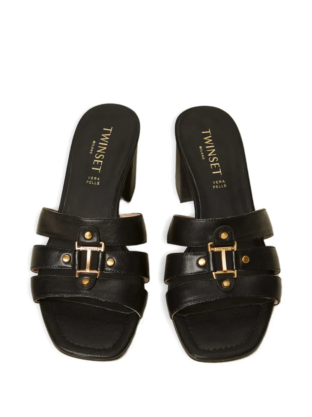 logo-detail leather sandals