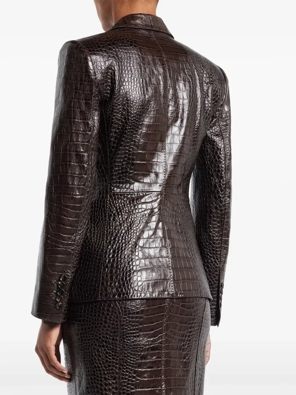 snakeskin-effect leather blazer