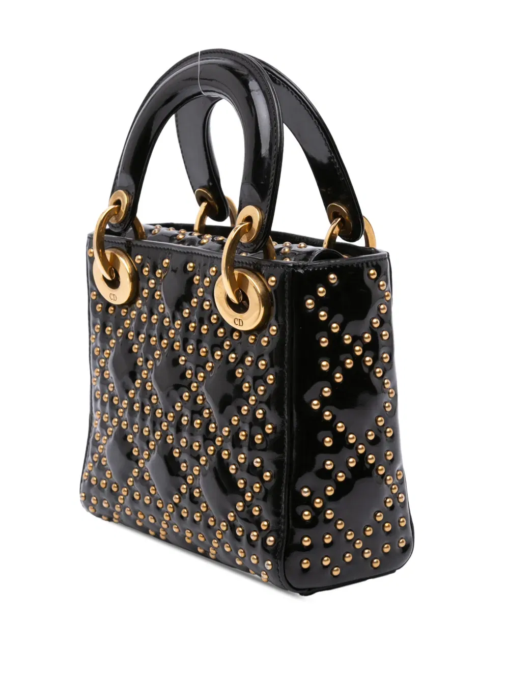 2017 Mini Patent Cannage Studded Supple Lady Dior satchel