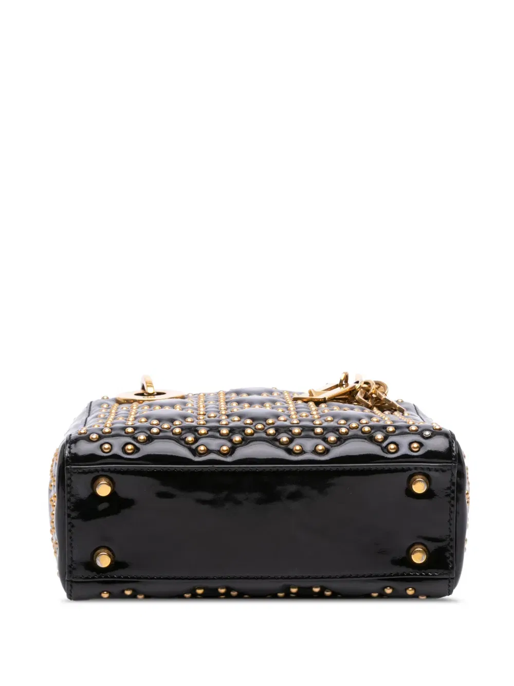 2017 Mini Patent Cannage Studded Supple Lady Dior satchel