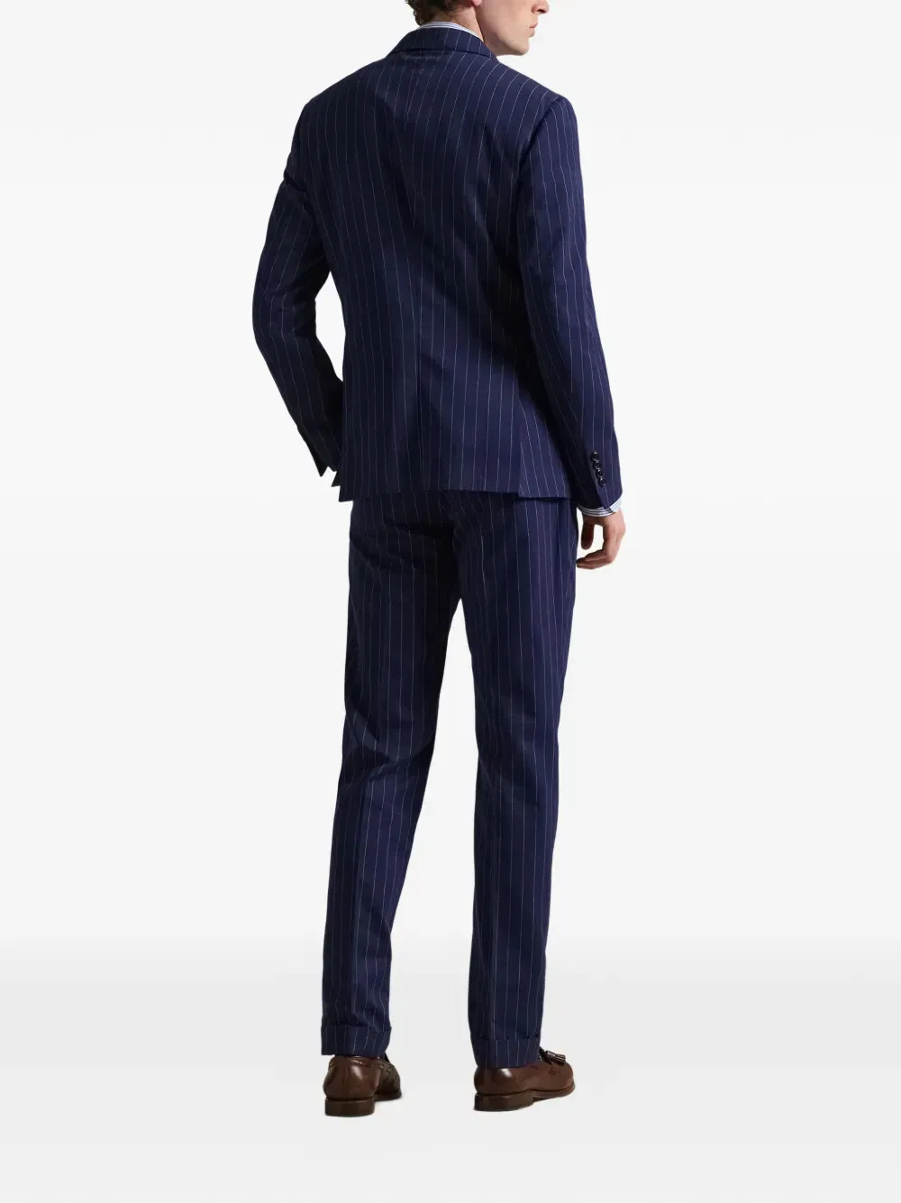 pinstriped double-breasted suit