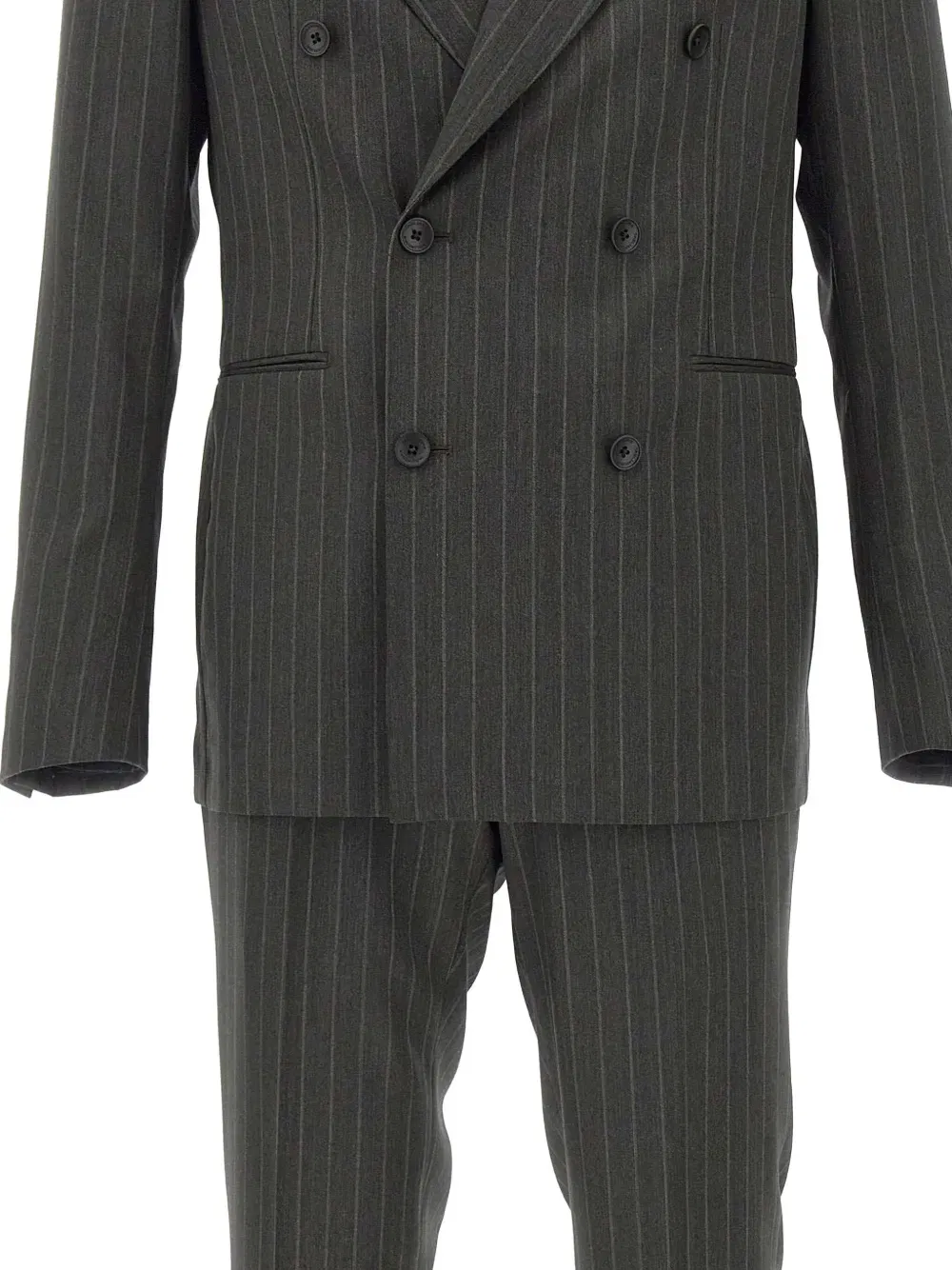 pinstriped double-breasted suit