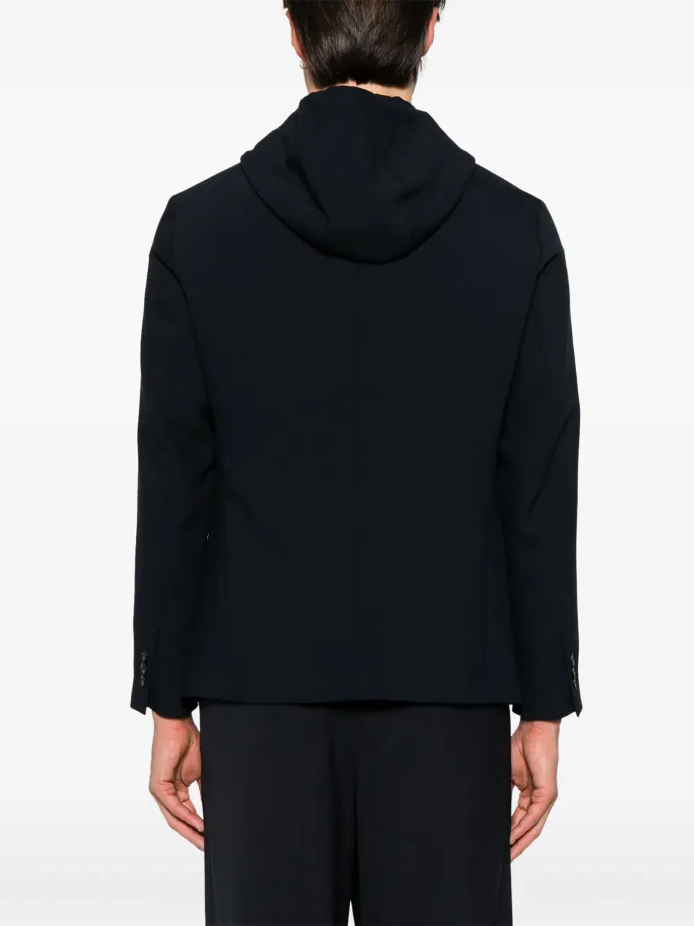 detachable-panel hooded blazer
