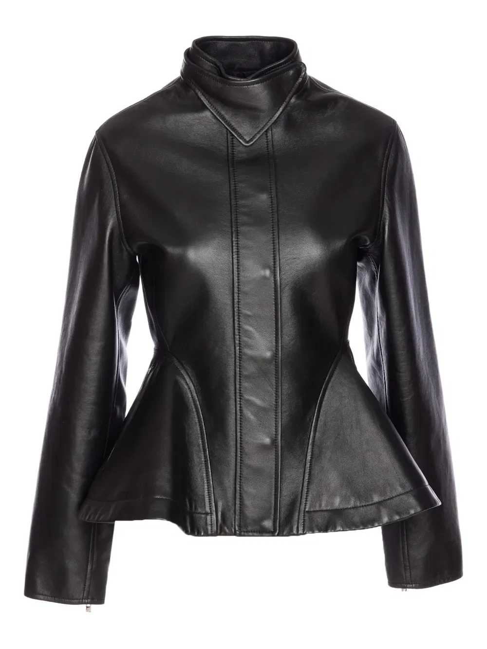 peplum leather jacket