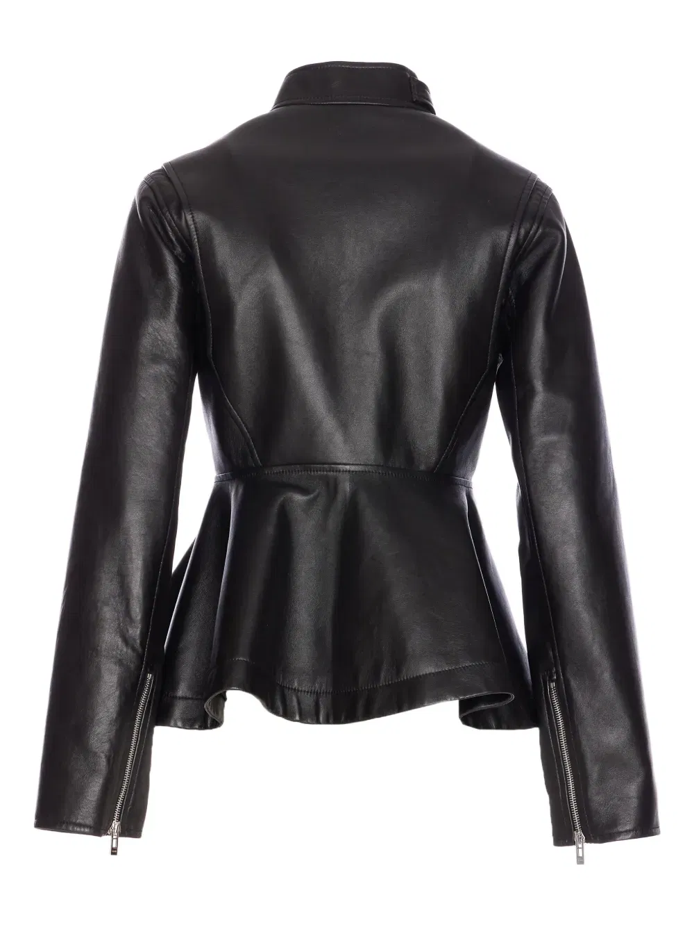 peplum leather jacket