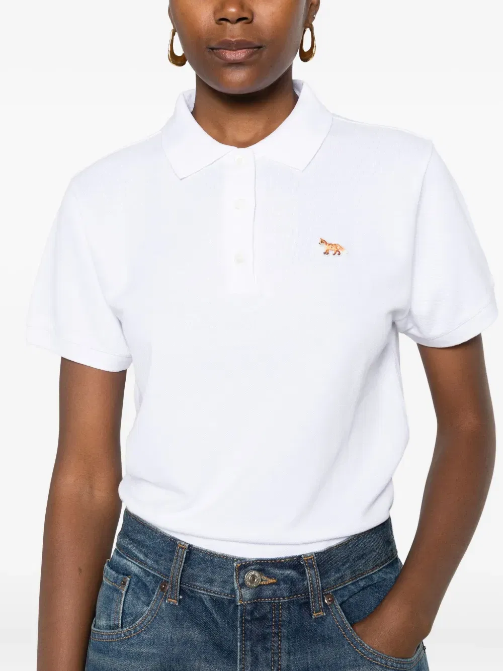 fox-embroidered polo shirt