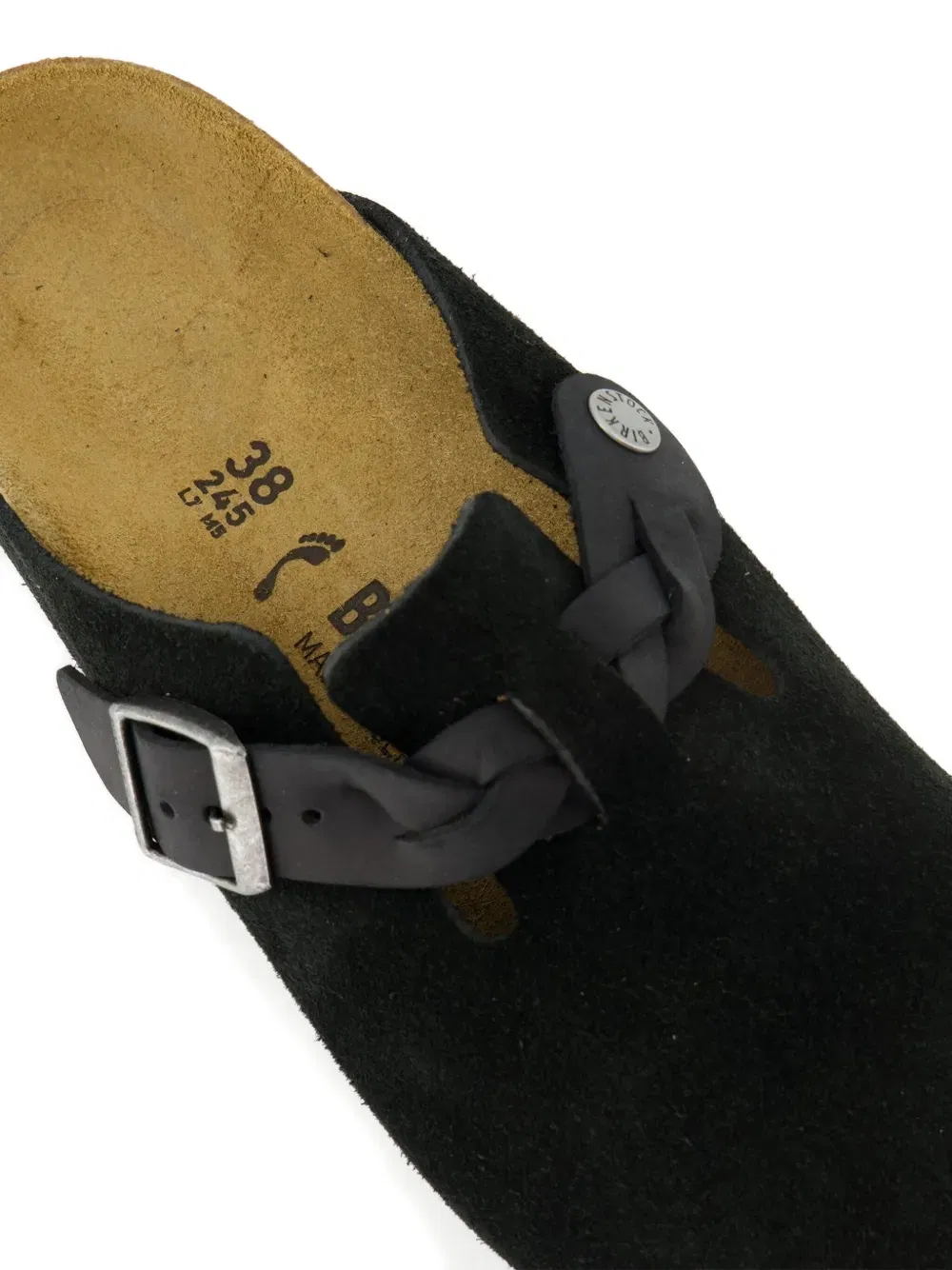 Boston braided-strap leather mules