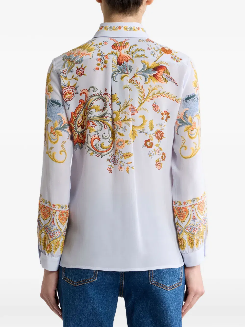 flora-fauna-print silk shirt