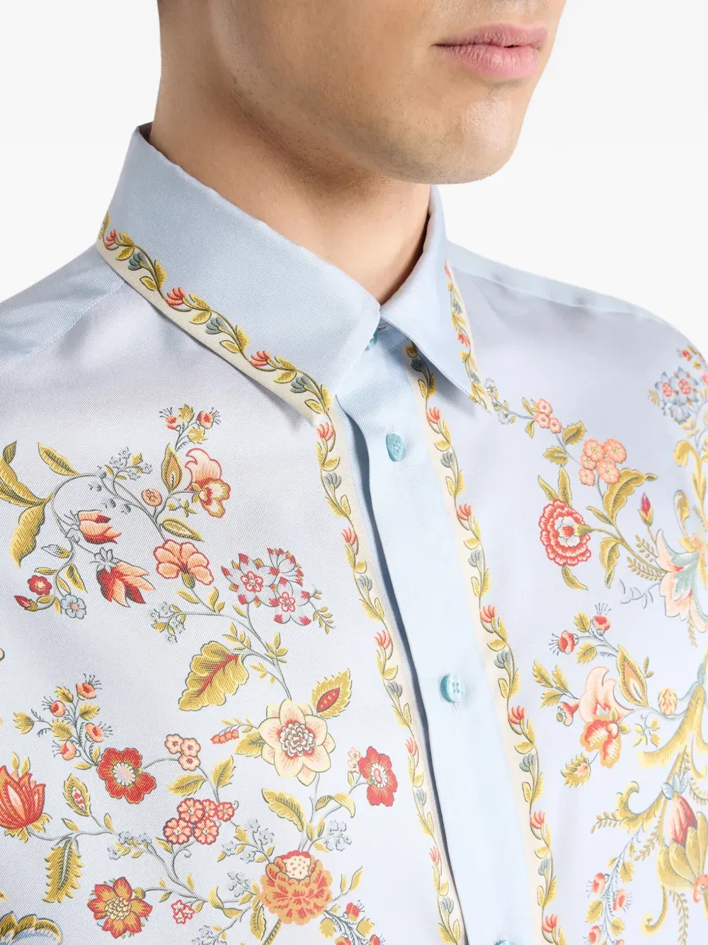 flora-fauna-print silk shirt