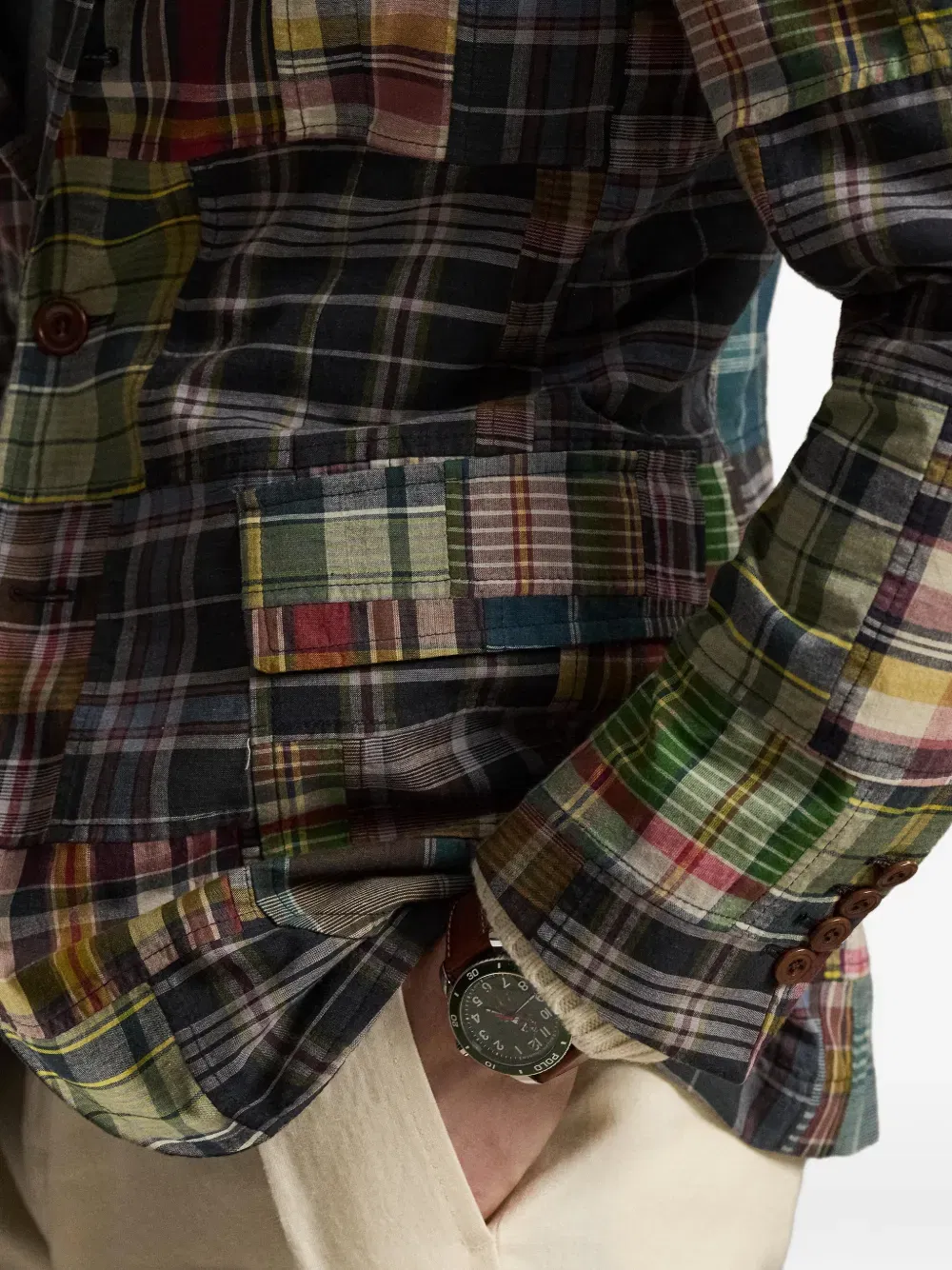 plaid patchwork blazer