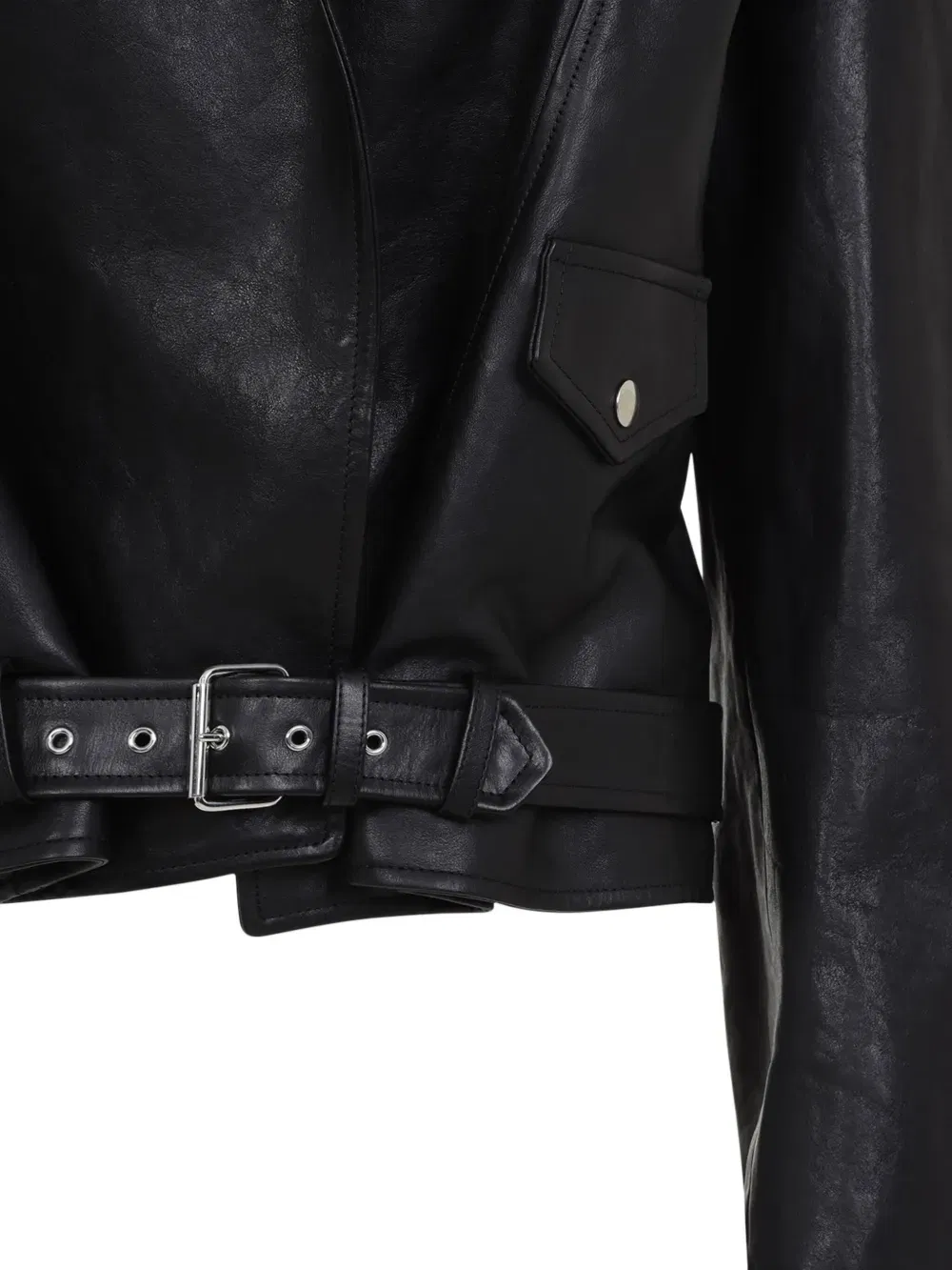 hooded leather biker jacket