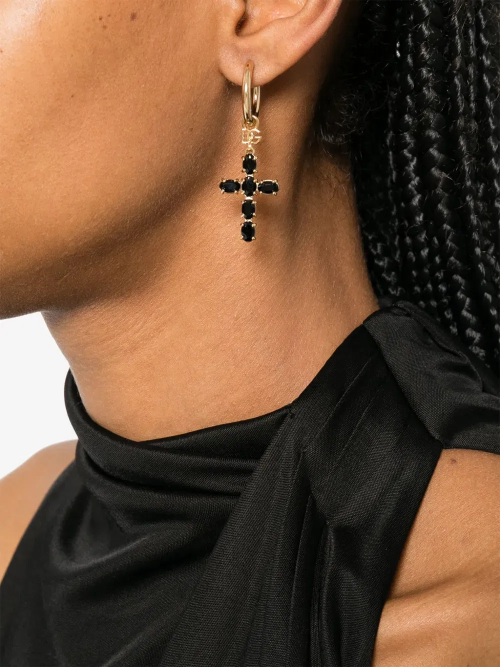 cross-charm drop earrings