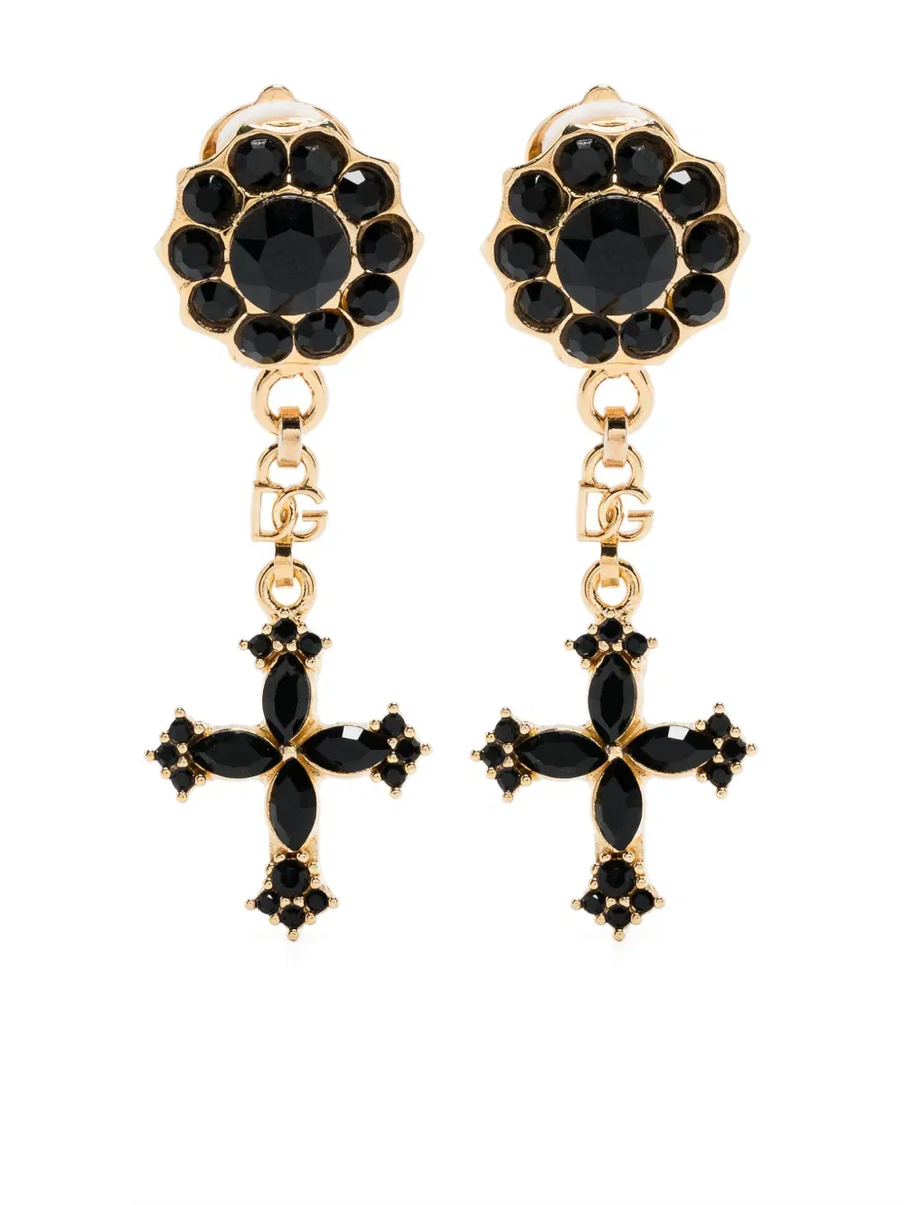 cross-charm drop earrings