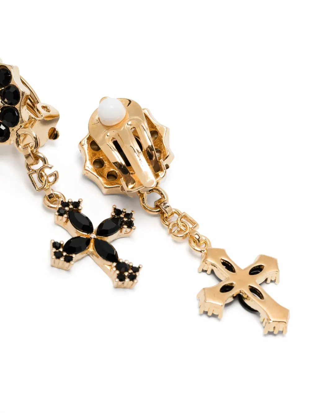 cross-charm drop earrings