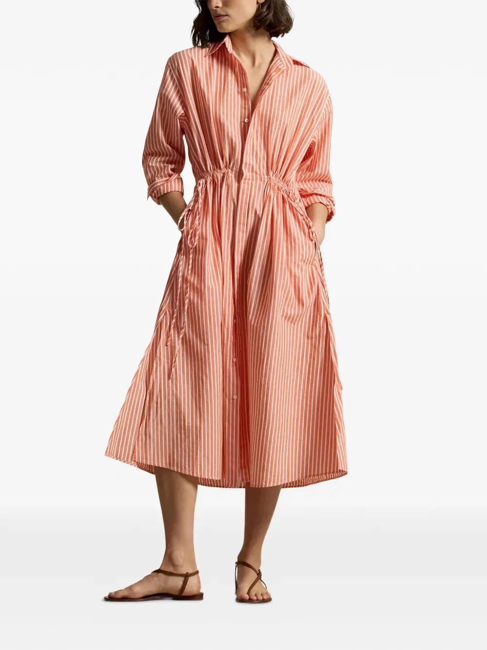 striped-print shirt dress