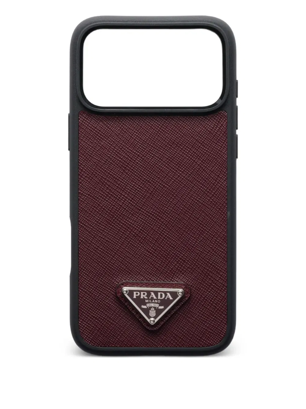 triangle-logo leather iPhone 17 Pro Max case