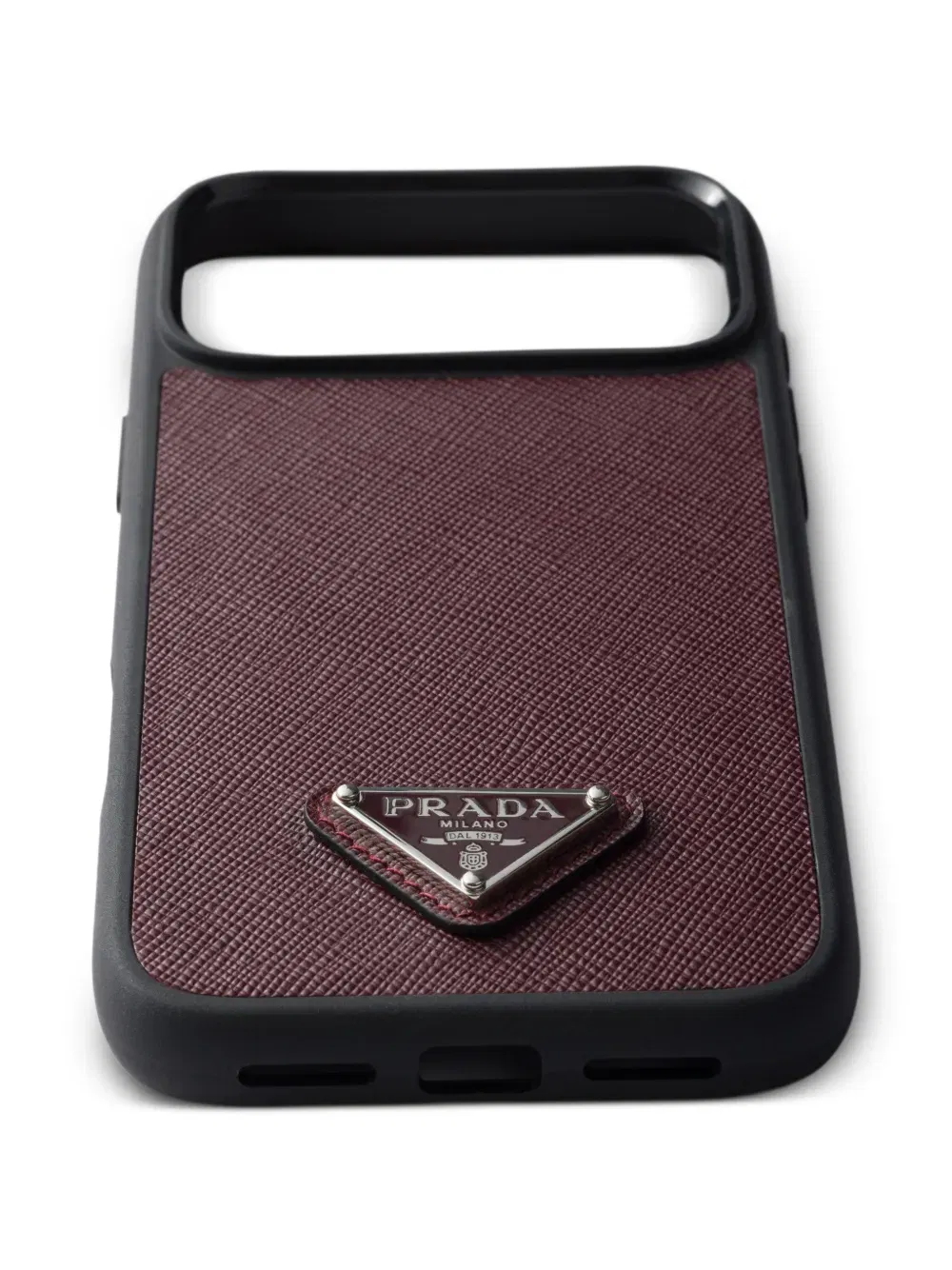 triangle-logo leather iPhone 17 Pro Max case