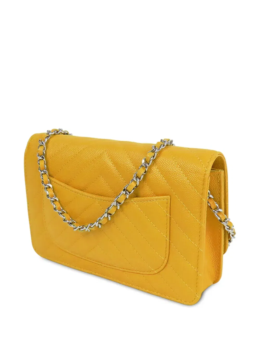 2017-2018 CC Chevron Caviar Wallet On Chain crossbody bag
