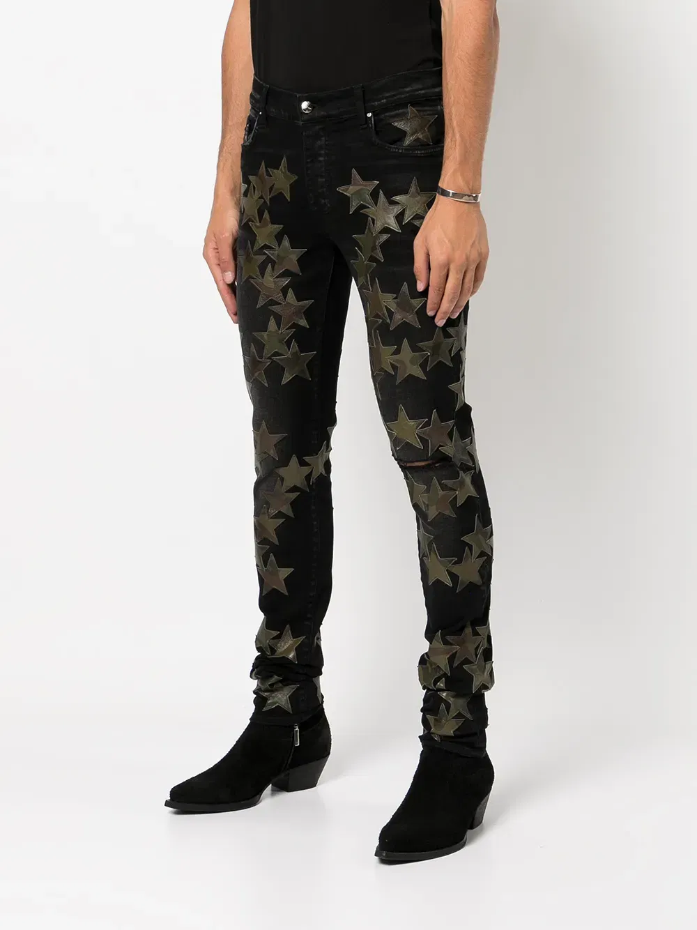 star-patch detail skinny jeans