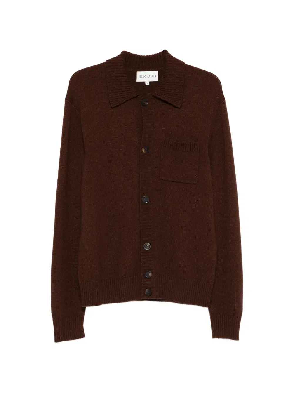 ribbed shirt-collar cardigan