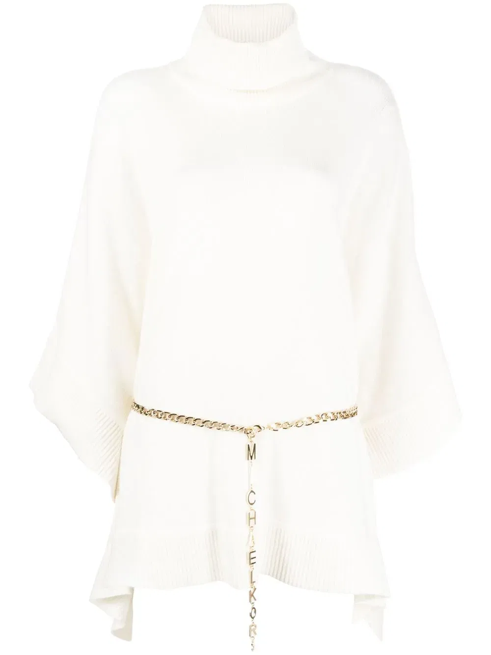 belted-waistband knit sweater