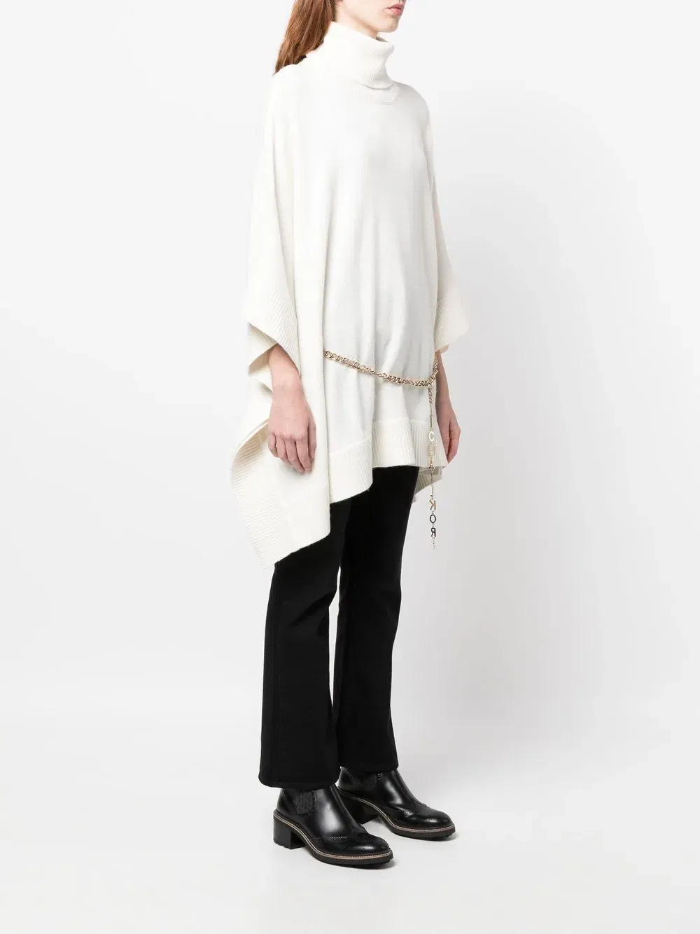 belted-waistband knit sweater
