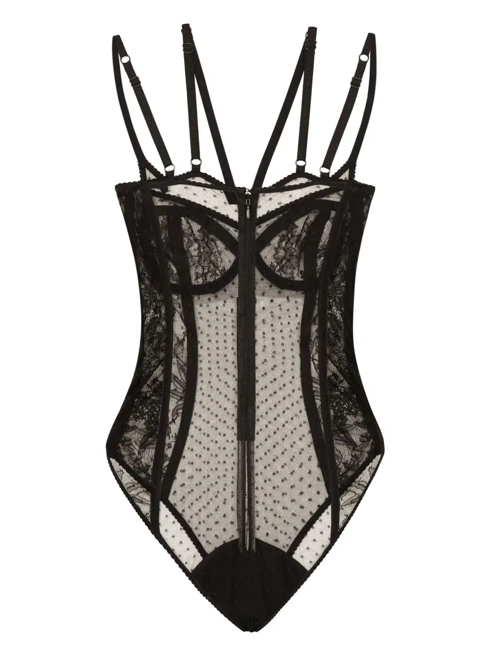 floral-lace semi-sheer bodysuit