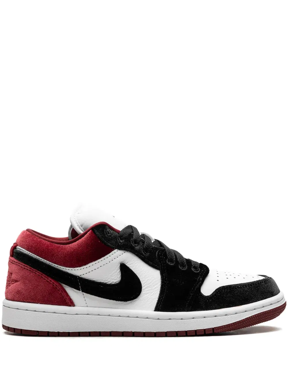 Jordan 1 Low SE "Velvet Black Toe - Black/White/Team Red" sneakers
