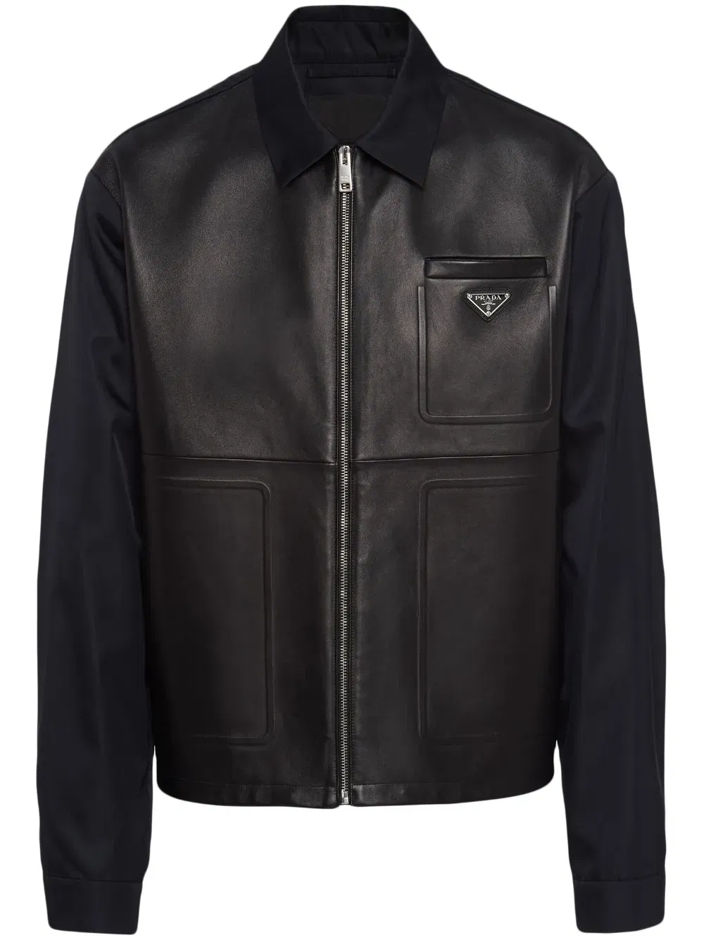 Re-Nylon leather jacket