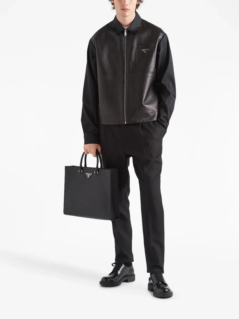 Re-Nylon leather jacket