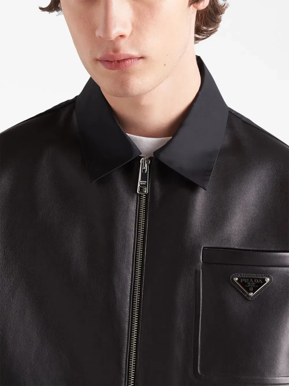 Re-Nylon leather jacket