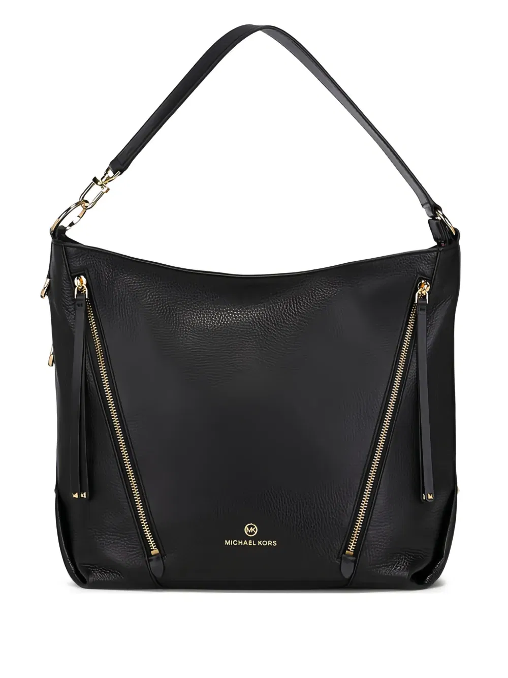 large zip-detail leather shoulder bag
