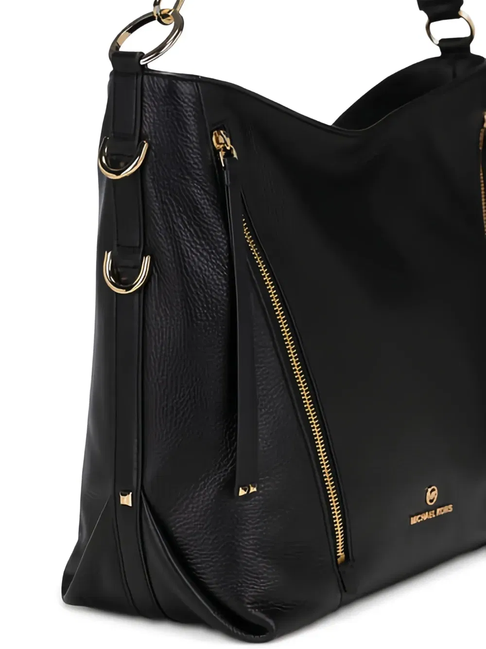 large zip-detail leather shoulder bag