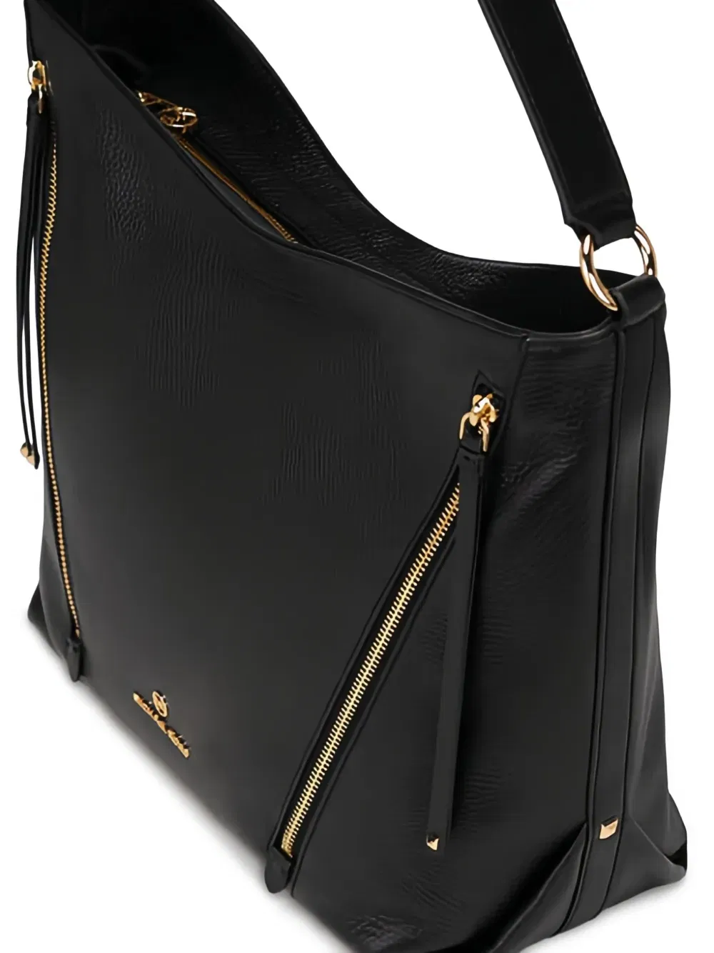 large zip-detail leather shoulder bag