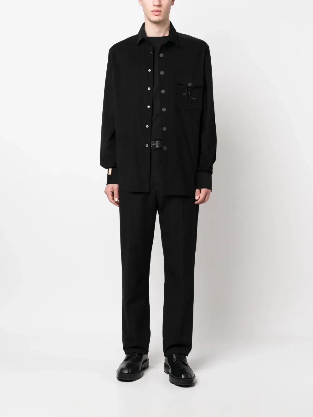 monogram-embroidered cotton-corduroy shirt