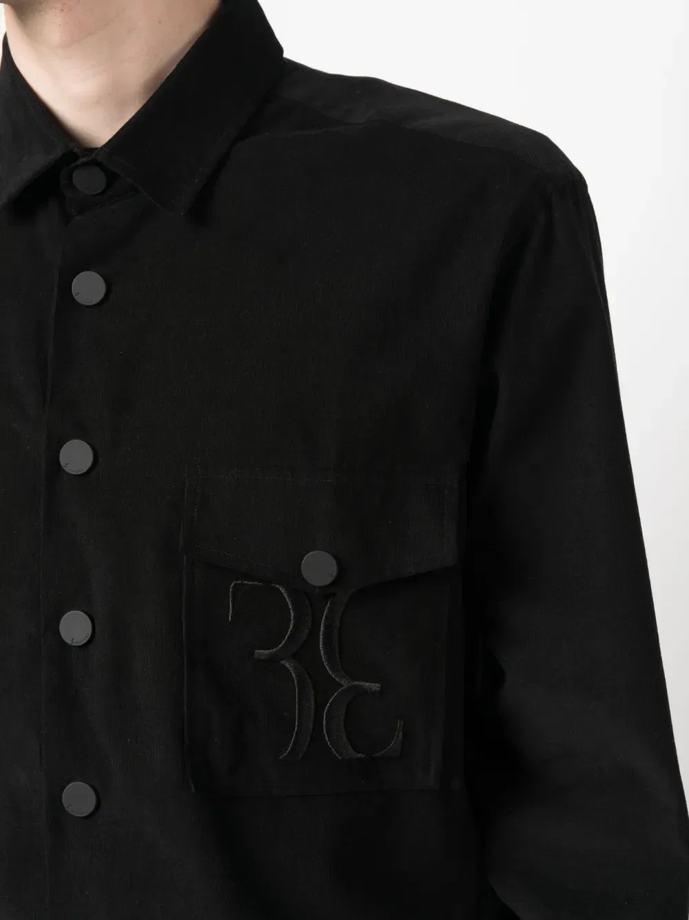 monogram-embroidered cotton-corduroy shirt