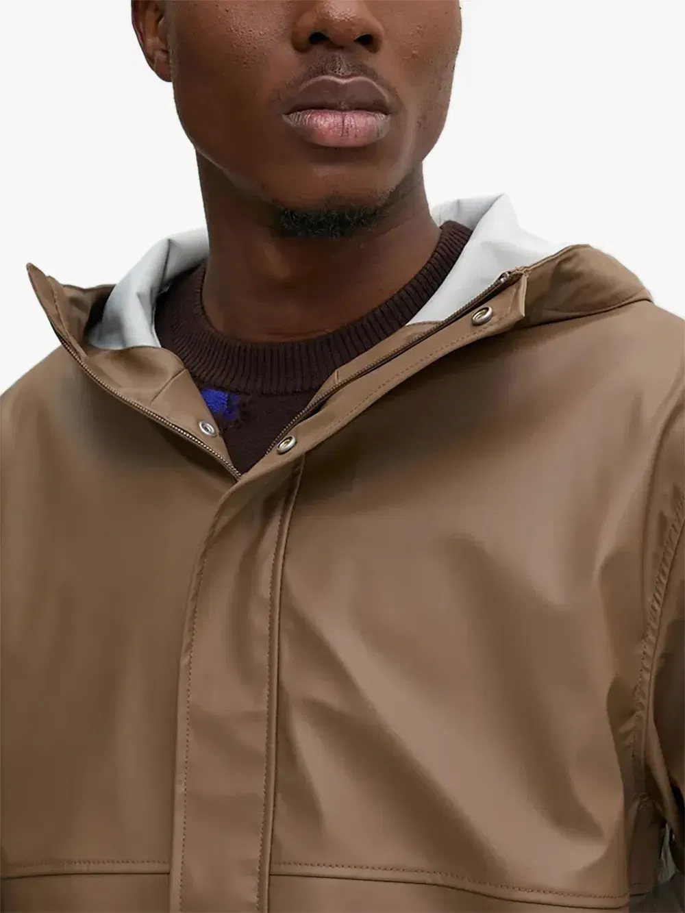 hooded flap-pocket coat