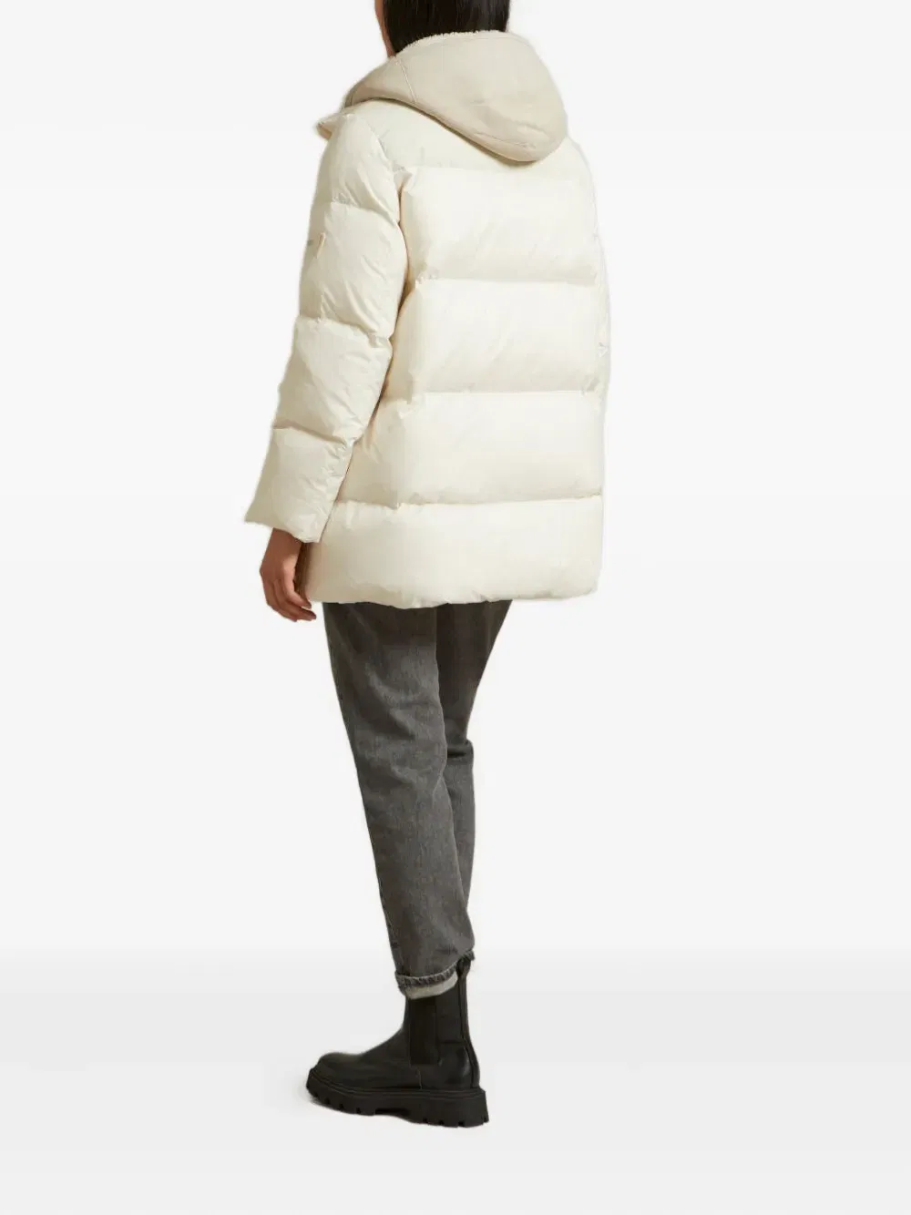 hooded flap-pocket coat