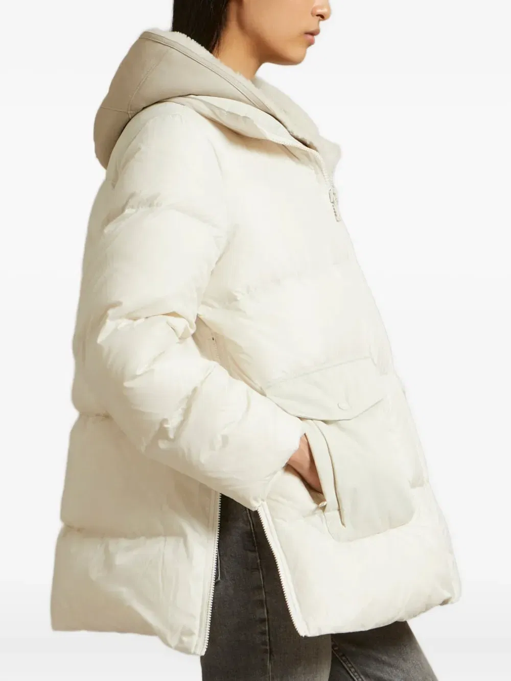 hooded flap-pocket coat
