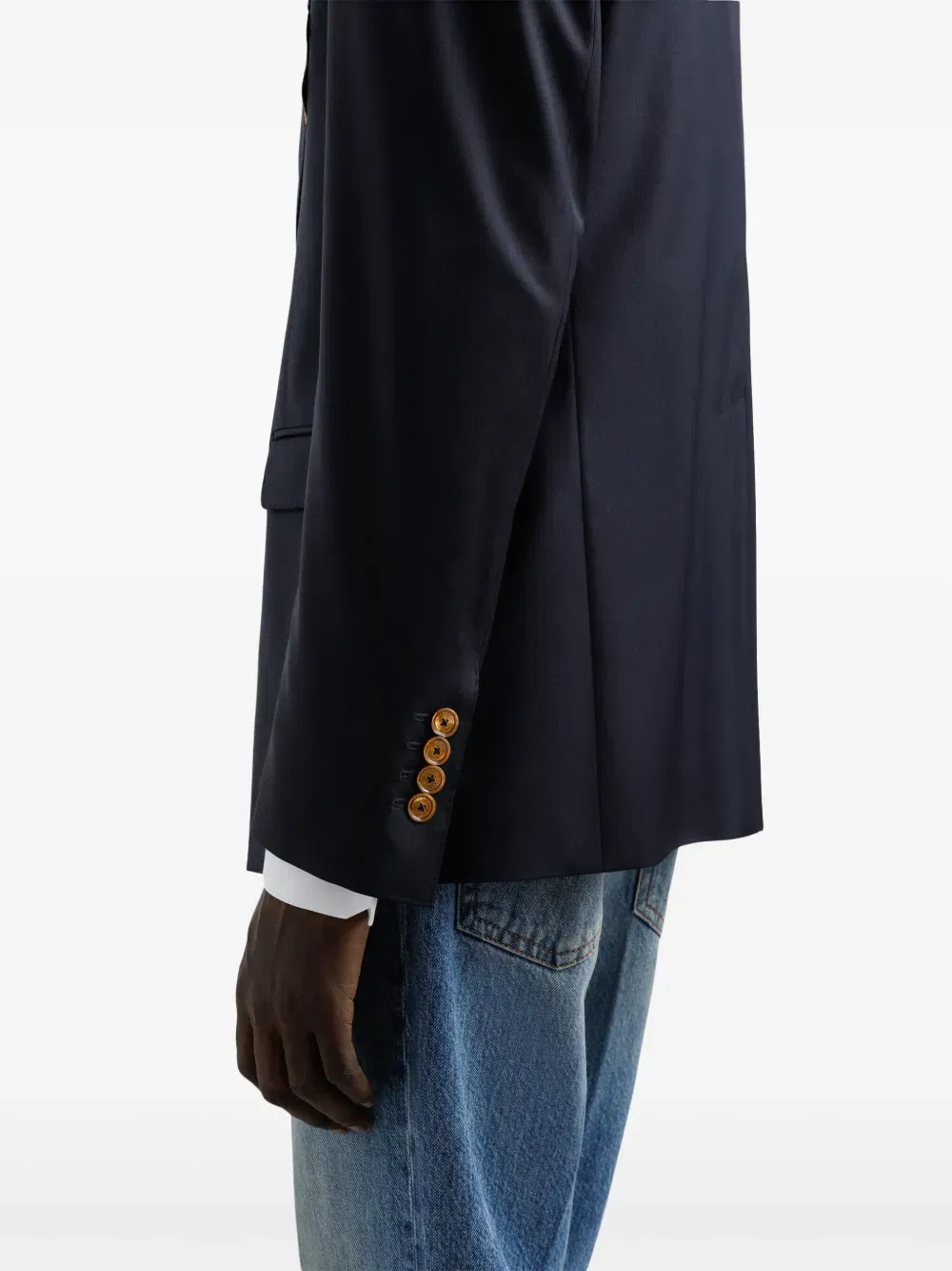 Double-breasted jacket with patch