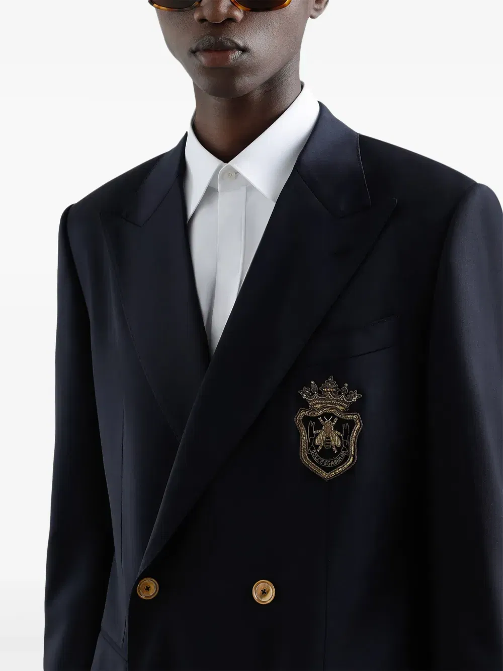 Double-breasted jacket with patch