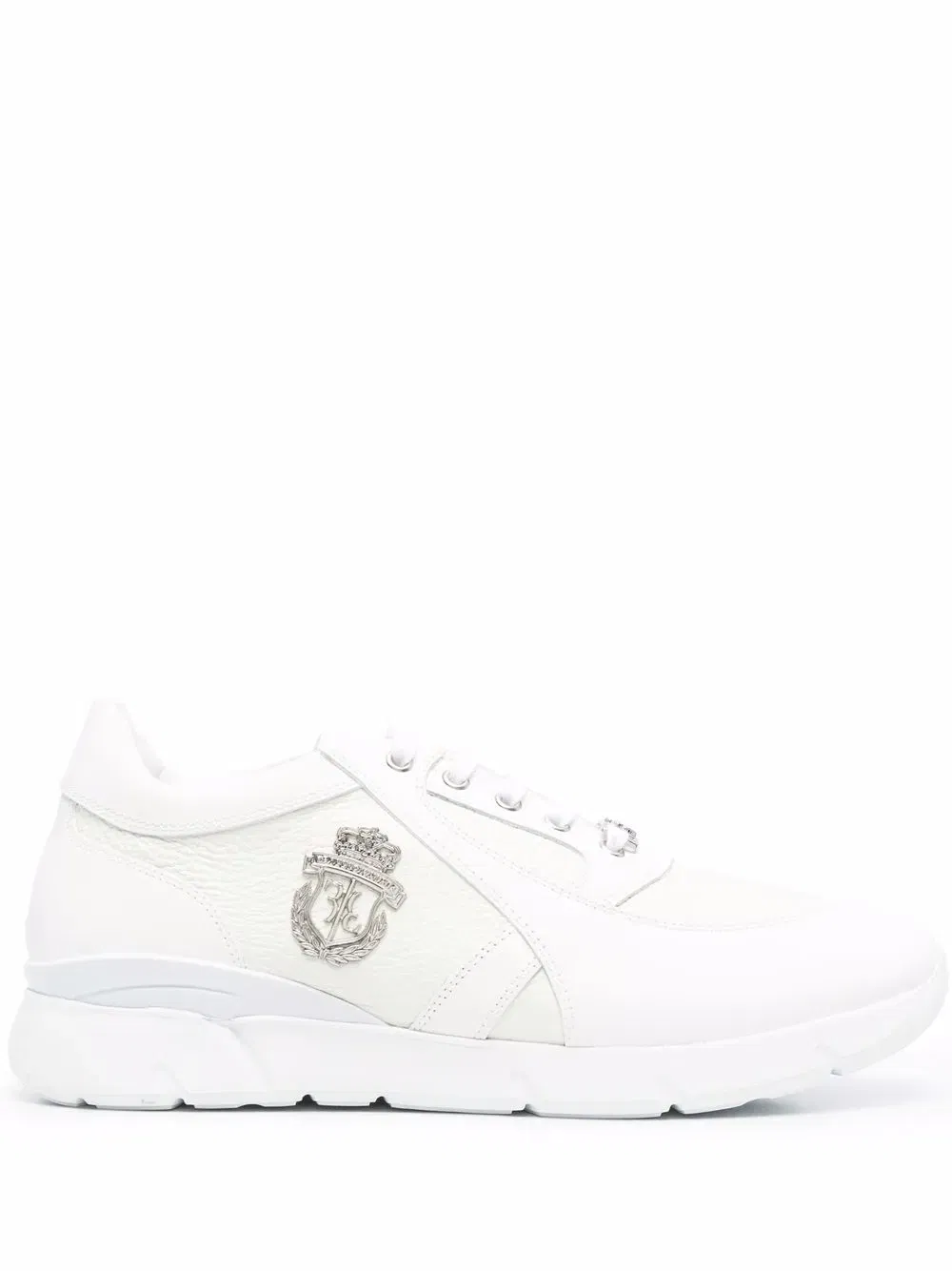 logo-plaque leather sneakers