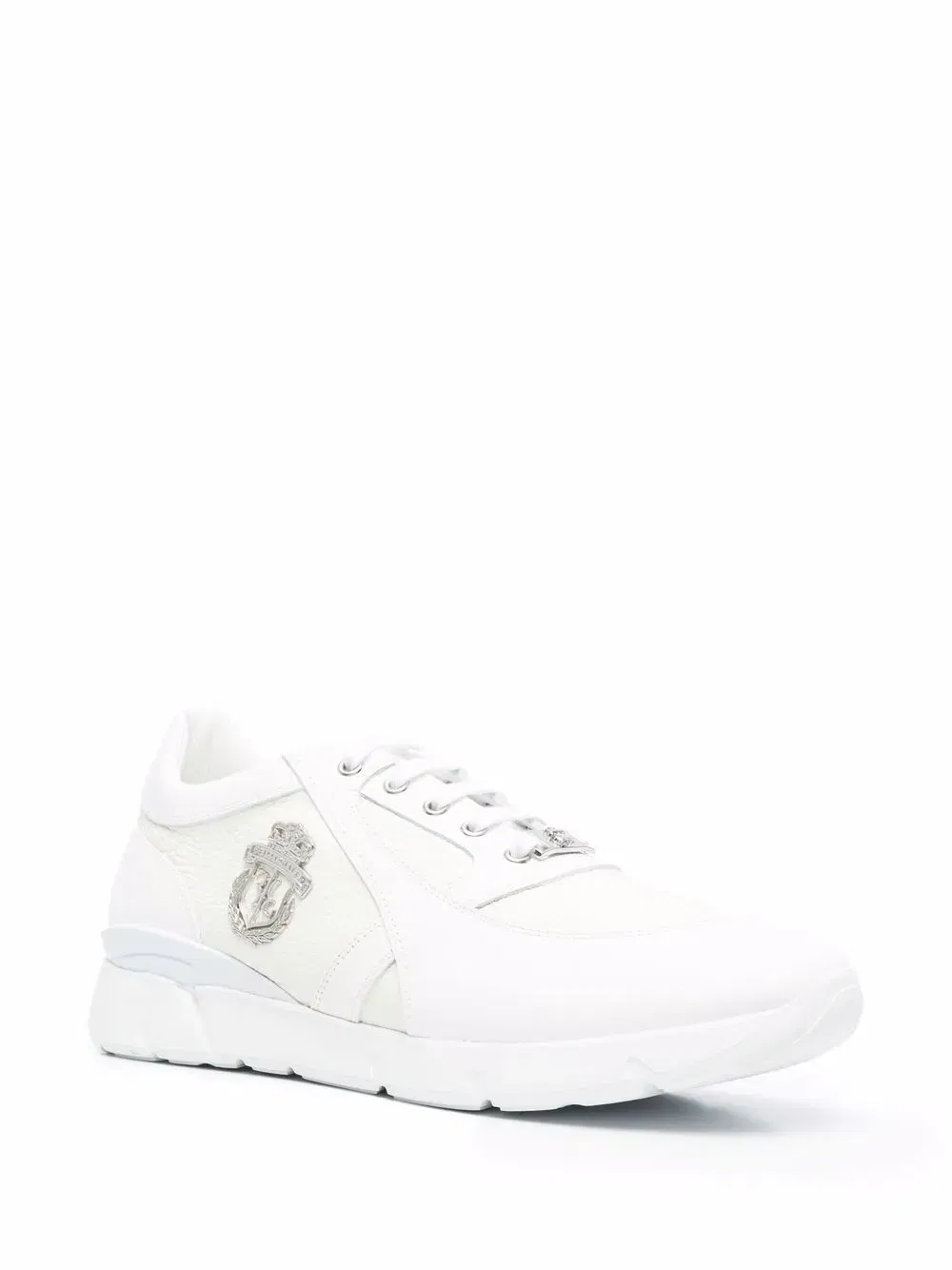 logo-plaque leather sneakers