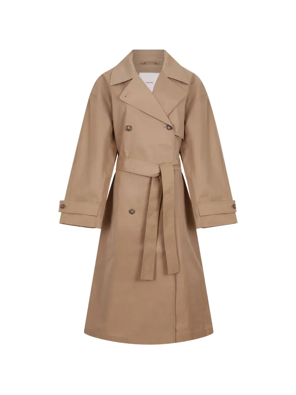 double-breasted belted trench coat
