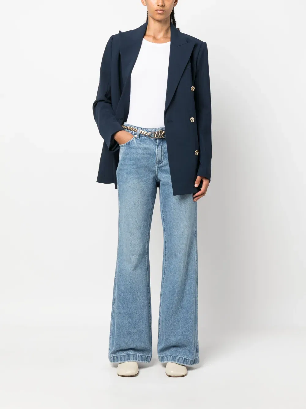 belted bootcut jeans