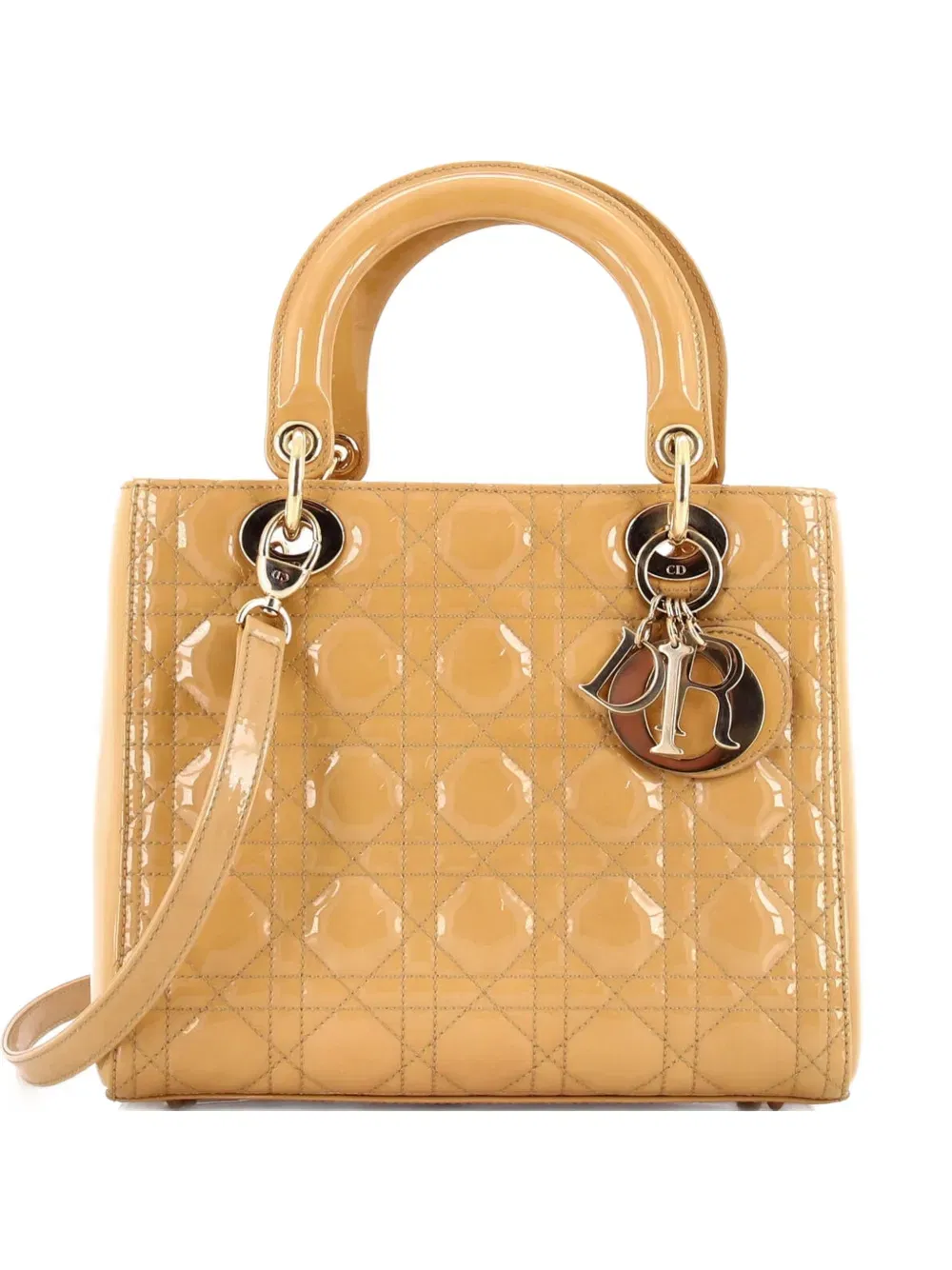 Lady Dior Bag Cannage Quilt Patent Medium satchel